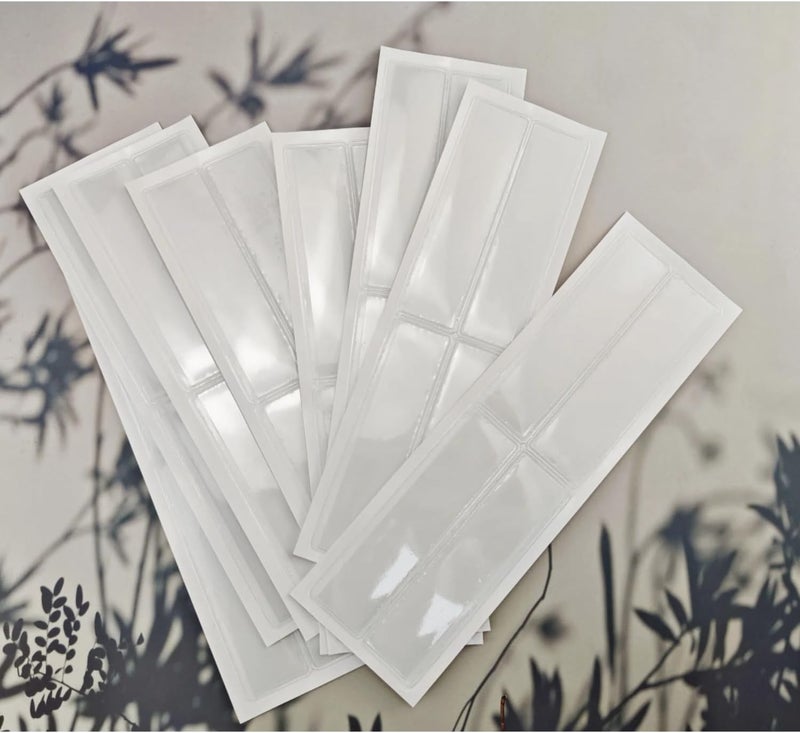 Hibmisy 60 Pack Clear Self-Adhesive Label Pockets, 4.3 x 1.1 Inch Plastic Index Card Holders with Top Open,Square Label Sleeves for Organizing Storage Bins, Shelves, Library, Office (60, 4.3 x 1.1 inches) - Image 3